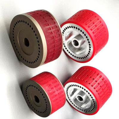 Roda de sucção resistente ao desgaste de cor vermelha de material de borracha/aço para peças de máquinas dobráveis ​​e acessórios de impressão offset